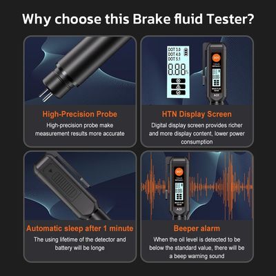 Digital Brake Fluid Tester with 155mm*30mm*25mm Size 38.5g Weight and 0~50°C Usage Environment for Accurate Brake Oil Testing